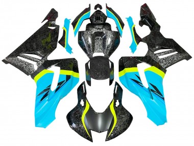 Descuento Carenados Moto Honda CBR1000RR-R 2020-2023 - Azul Claro Amarillo Negro Falsificado FibraCarbono