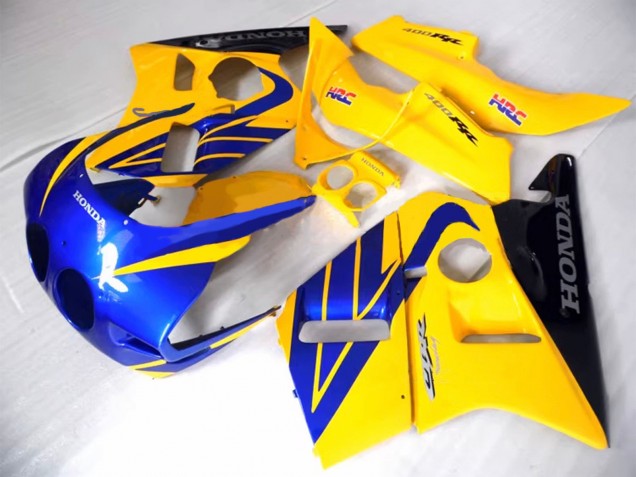 Descuento Carenados Moto Honda CBR400RR NC23 1987-1989 - Amarillo Azul Negro Brillante