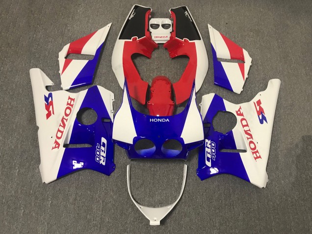 Descuento Carenado Moto Honda CBR400RR NC23 1987-1989 - Blanco Rojo Azul