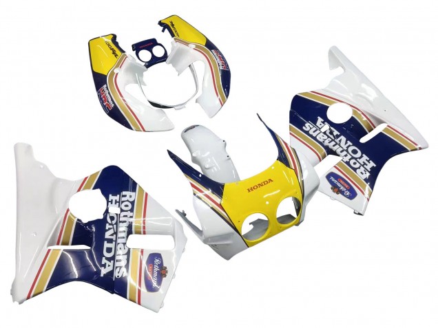 Descuento Carenados Moto Honda CBR400RR NC23 1987-1989 - Blanco Amarillo Azul Rothmans
