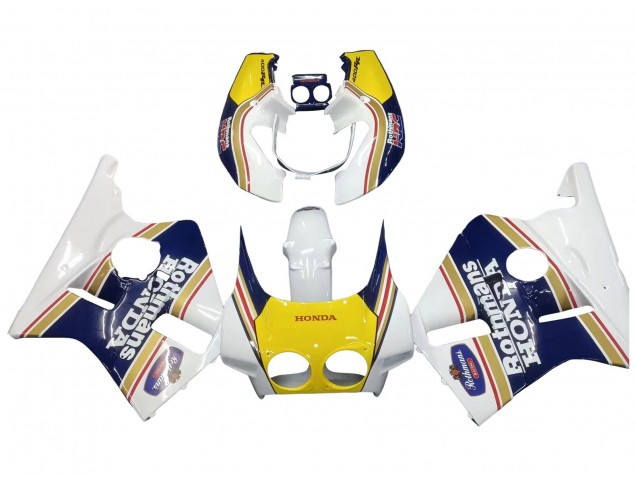Descuento Carenados Moto Honda CBR400RR NC23 1987-1989 - Blanco Amarillo Azul Rothmans