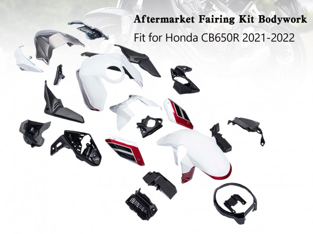 Descuento Carenados Moto Honda CB650R 2019-2022 - Blanco Negro Rojo