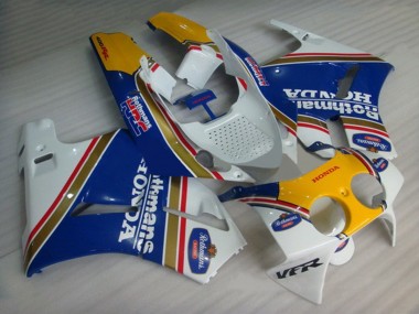 Descuento Carenados Moto Honda VFR400R NC30 1988-1992 - Blanco Azul Amarillo Rothmans