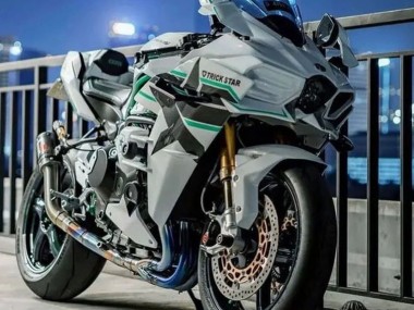 Descuento Carenados Moto Kawasaki Ninja H2 2015-2022 - Blanco Verde Línea