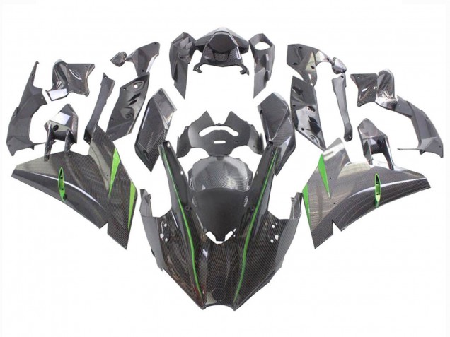 Descuento Carenados Moto Kawasaki Ninja H2 2015-2022 - Negro FibraCarbono Verde