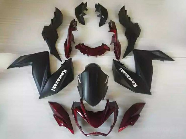 Descuento Carenados Moto Kawasaki Z250/Z300 2015-2016 - Negro Mate Rojo Granate