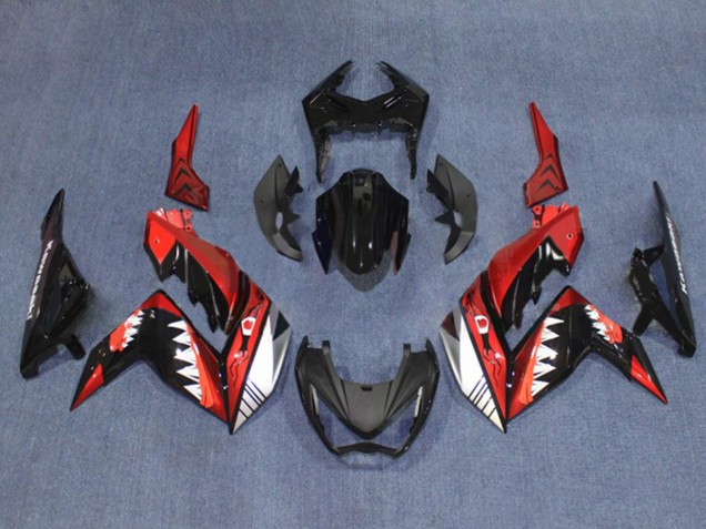 Descuento Carenados Moto Kawasaki Z250/Z300 2015-2016 - Rojo Blanco Negro Brillante Tiburón