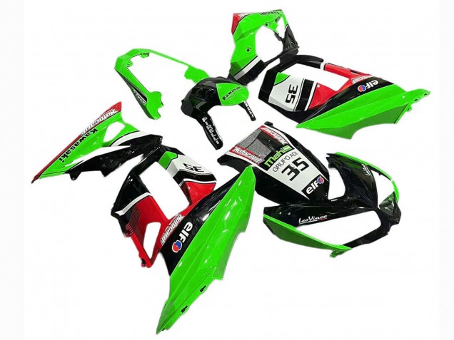 Descuento Carenados Moto Kawasaki Z1000SX 2010-2016 - Verde Rojo Negro Brillante Elf 35