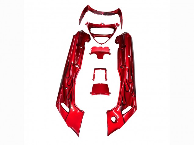 Descuento Carenados Moto Kawasaki ZZR600 1998-2003 - Rojo Negro Llama