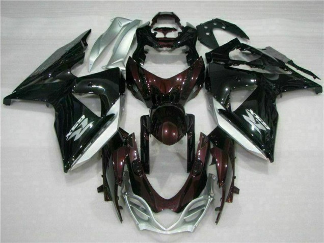 Descuento Carenados Moto Suzuki GSXR 1000 2009-2016 - Negro Brillante Plata Blanco