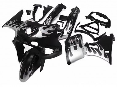 Descuento Carenados Moto Kawasaki ZZR400 1993-2007 - Negro Brillante Plata Llama