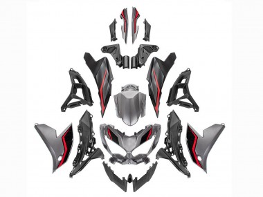 Descuento Carenados Moto Kawasaki Versys 650 2022-2025 - Gris Rojo Negro