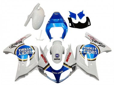 Descuento Carenados Moto Suzuki SV650 2003-2013 - Blanco Azul Lucky Strike Motul