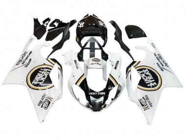 Descuento Carenados Moto Aprilia RSV1000 2003-2006 - Blanco Negro Lucky Strike Motul Michelin