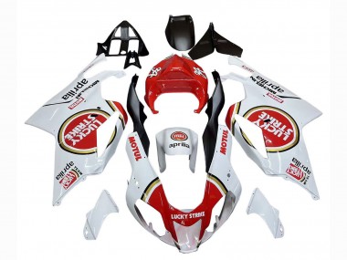 Descuento Carenados Moto Aprilia RSV1000 2003-2006 - Blanco Rojo Lucky Strike Motul 34