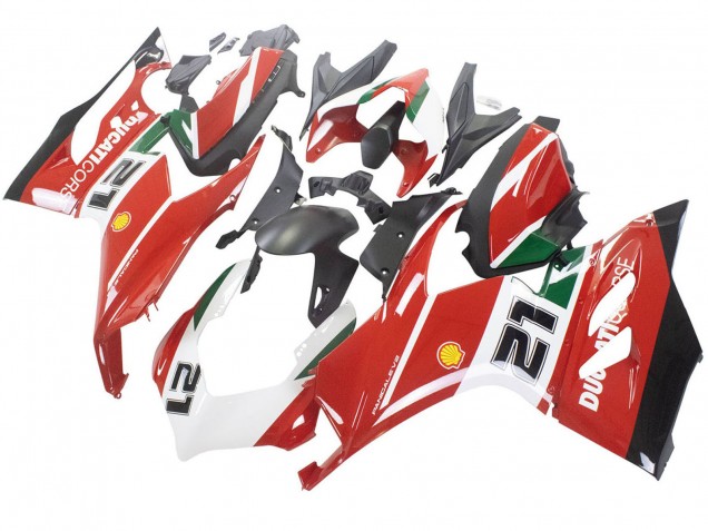 Descuento Carenados Moto Ducati Panigale V2 2020-2024 - Blanco Rojo Verde Negro Mate Corse 21