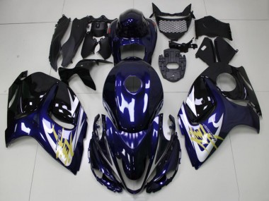Descuento Carenados Moto Suzuki GSXR 1300 Hayabusa 2008-2020 - Azul Oscuro Blanco Oro