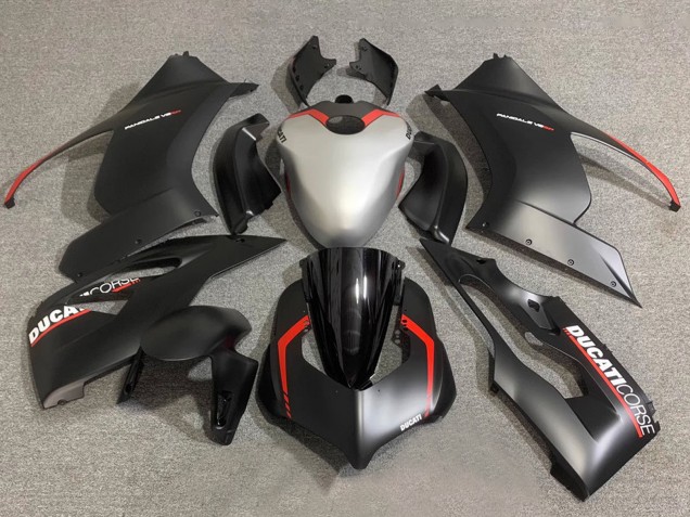 Descuento Carenados Moto Ducati Panigale V2 2020-2024 - Plata Rojo Negro Mate Corse
