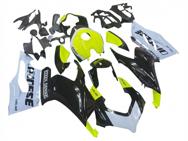 Descuento Carenados Moto Ducati Panigale V2 2020-2024 - Blanco Verde Lima Negro Brillante Stein Dinse VR 46
