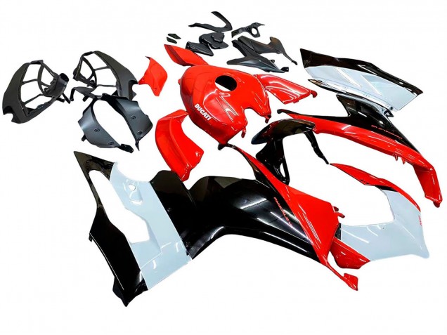 Descuento Kits Carenado Moto Ducati Panigale V2 2020-2024 - Blanco Rojo Negro Brillante