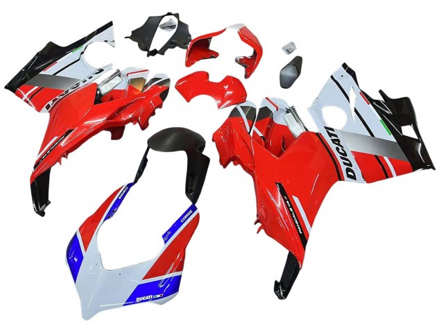 Descuento Carenados Moto Ducati Panigale V4 V4S 2018-2019 - Blanco Plata Rojo Negro Brillante