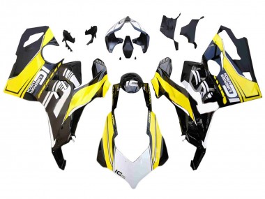 Descuento Carenados Moto Ducati Panigale V4 V4S 2018-2019 - Blanco Amarillo Negro Brillante