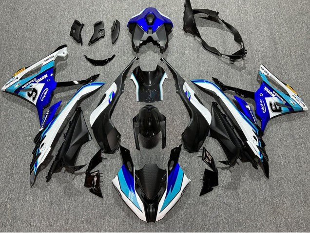 Descuento Carenados Moto BMW S1000RR 2023-2024 - Blanco Azul Negro Mate Motul