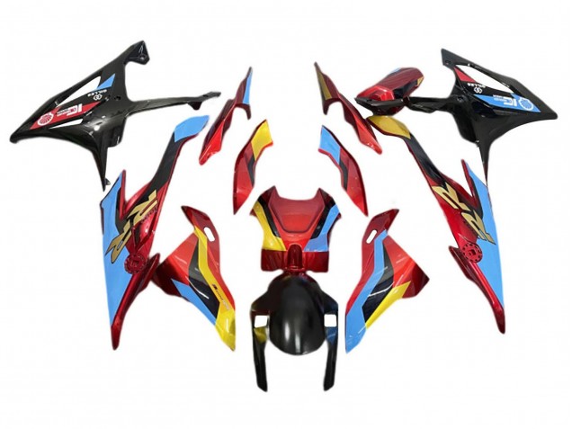 Descuento Carenados Moto BMW S1000RR 2019-2022 - Azul Claro Rojo Oro