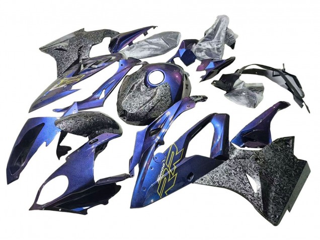 Descuento Carenados Moto BMW S1000RR 2015-2016 - Gradiente Púrpura Azul Falsificado FibraCarbono
