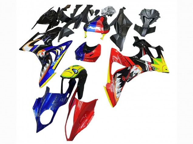 Descuento Carenados Moto BMW S1000RR 2009-2014 - Rojo Azul Amarillo Tiburón