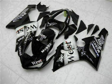 Descuento Carenados Moto Kawasaki ZX6R 2005-2006 - Negro Brillante Blanco West