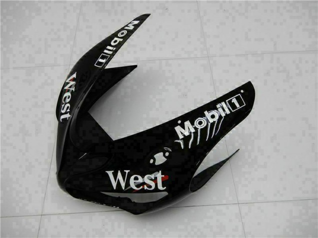 Descuento Carenados Moto Kawasaki ZX6R 2005-2006 - Negro Brillante Blanco West