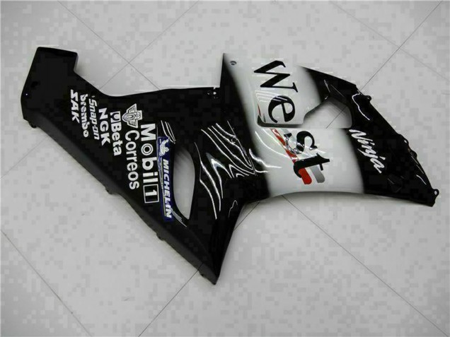 Descuento Carenados Moto Kawasaki ZX6R 2005-2006 - Negro Brillante Blanco West