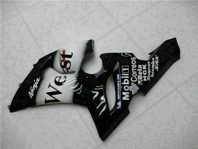Descuento Carenados Moto Kawasaki ZX6R 2005-2006 - Negro Brillante Blanco West