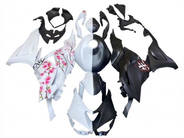 Descuento Carenados Moto Kawasaki ZX6R 2023-2025 - Negro Blanco Flower
