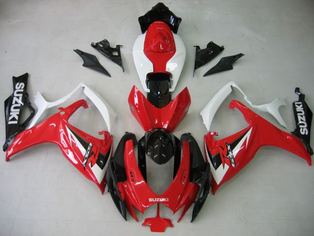 Descuento Carenado Moto Suzuki GSXR 600 / GSXR 750 2006-2007 - Blanco Rojo Negro Brillante