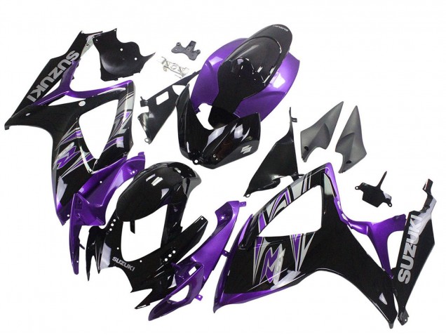 Descuento Kits Carenado Moto Suzuki GSXR 600 / GSXR 750 2006-2007 - Púrpura Negro Brillante