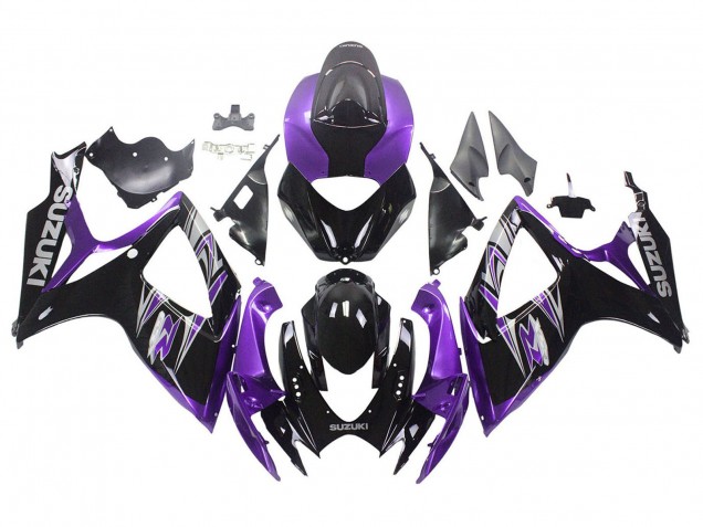 Descuento Kits Carenado Moto Suzuki GSXR 600 / GSXR 750 2006-2007 - Púrpura Negro Brillante