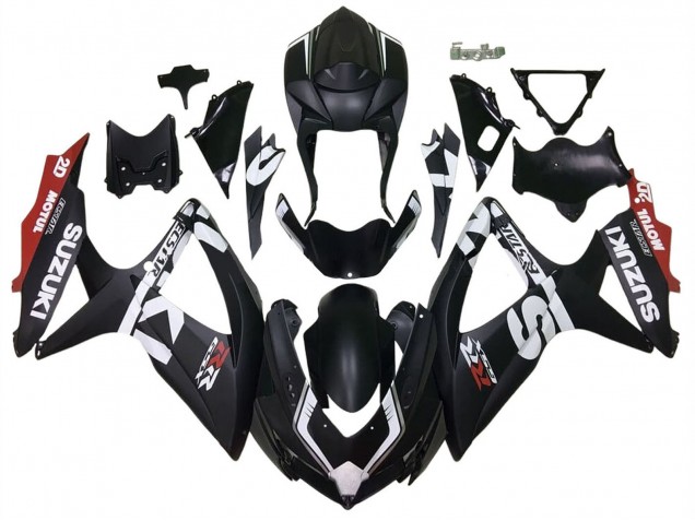Descuento Carenados Moto Suzuki GSXR 600 / GSXR 750 2008-2010 - Negro Mate Rojo Blanco