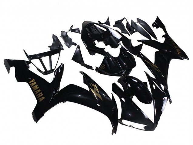 Descuento Carenados Moto Yamaha YZF 1000 R1 2004-2006 - Negro Brillante Oro Calcomanías