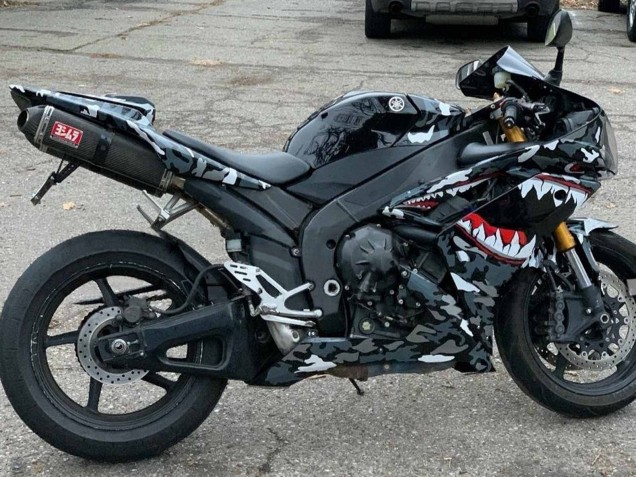 Descuento Carenados Moto Yamaha YZF 1000 R1 2007-2008 - Gris Blanco Camouflage Tiburón
