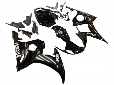 Descuento Carenados Moto Yamaha YZF R6S 2006-2009 - Negro Brillante Blanco Calcomanías