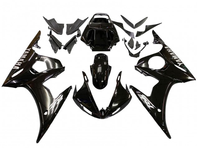 Descuento Carenados Moto Yamaha YZF R6S 2006-2009 - Negro Brillante Blanco Calcomanías