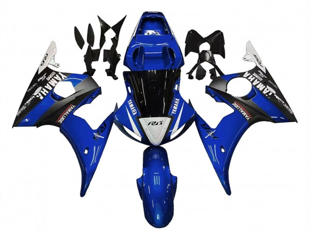 Descuento Carenados Moto Yamaha YZF R6 2003-2004 - Azul Blanco Negro Brillante Yamalube