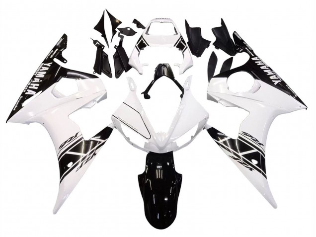 Descuento Carenado Moto Yamaha YZF R6 2003-2004 - Blanco Negro Brillante