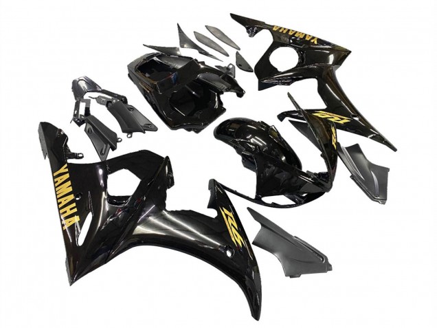 Descuento Carenados Moto Yamaha YZF R6S 2006-2009 - Negro Brillante Oro Calcomanías
