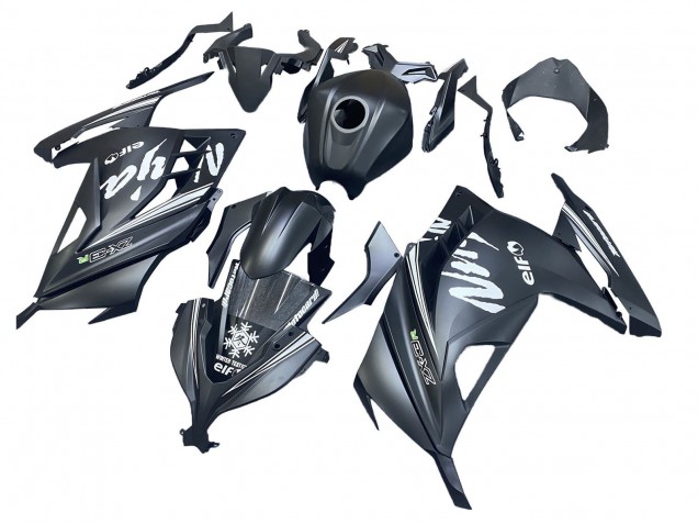 Descuento Carenados Moto Kawasaki EX300 2013-2024 - Negro Mate Blanco Elf Nieve