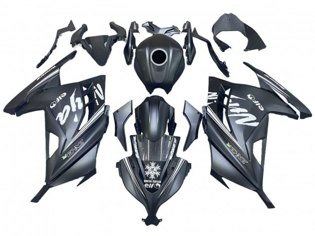 Descuento Carenados Moto Kawasaki EX300 2013-2024 - Negro Mate Blanco Elf Nieve