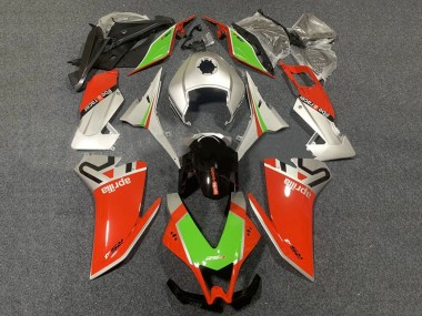 Descuento Carenado Moto Aprilia RS4 50 125 2012-2018 - Plata Rojo Verde Negro Brillante