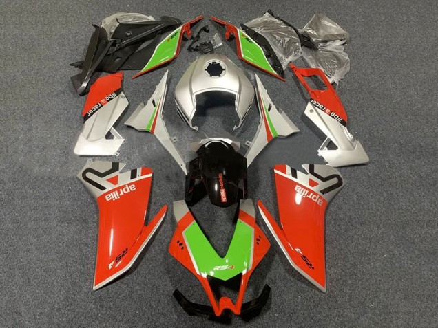 Descuento Carenado Moto Aprilia RS4 50 125 2012-2018 - Plata Rojo Verde Negro Brillante